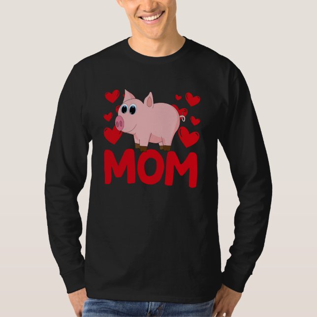 Happy Valentine's Day Pig Mom Mothers Day Valentin T-Shirt (Front)
