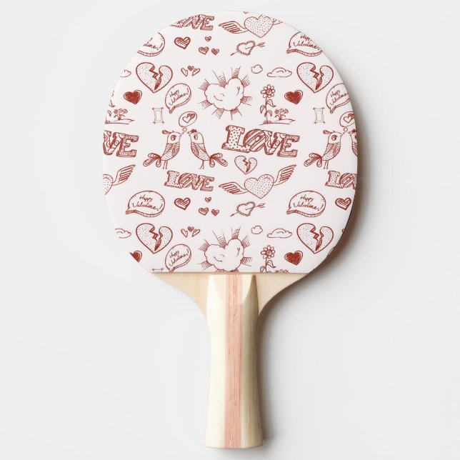 Happy Valentine's Day Ping Pong Paddle (Front)
