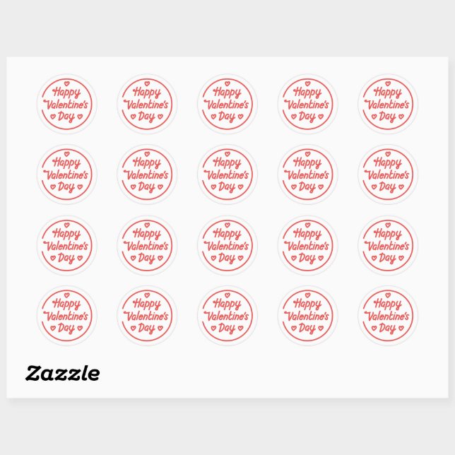 happy valentines day,pink and red,red hearts,valen classic round sticker (Sheet)
