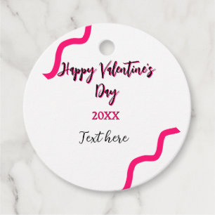 Happy Valentine's day pink black spiral bold lette Favour Tags