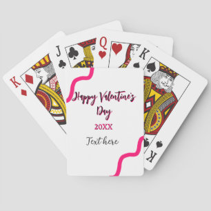 Happy Valentine's day pink black spiral bold lette Playing Cards