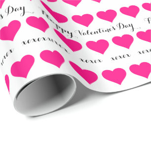 Happy Valentine's Day - pink heart accent Wrapping Paper