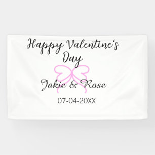 Happy Valentine's day pink heart bow name date sty Banner