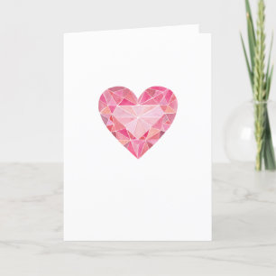 Happy Valentines Day Pink Heart Diamond Gem Love Holiday Card