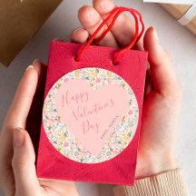 Happy Valentines Day pink heart floral