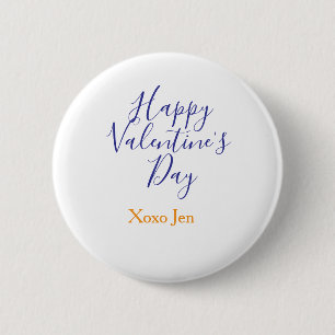 Happy Valentine's day pink purple xoxo love name c 6 Cm Round Badge