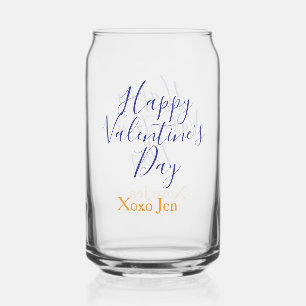 Happy Valentine's day pink purple xoxo love name c Can Glass