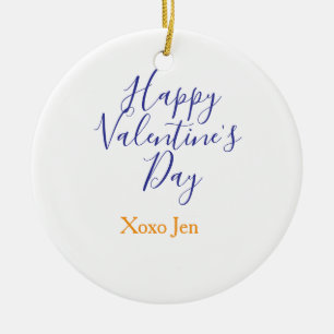 Happy Valentine's day pink purple xoxo love name c Ceramic Tree Decoration