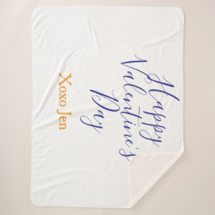 Happy Valentine's day pink purple xoxo love name c Sherpa Blanket