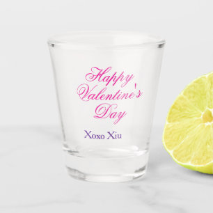 Happy Valentine's day pink purple xoxo love name c Shot Glass