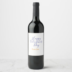 Happy Valentine's day pink purple xoxo love name c Wine Label