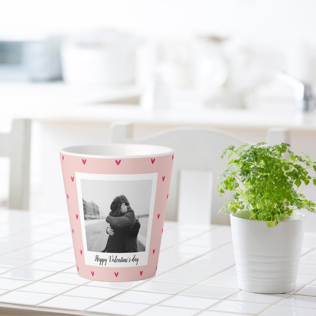 Happy Valentine's Day | Pink & Red Heart | Gift Latte Mug (Creator Uploaded)