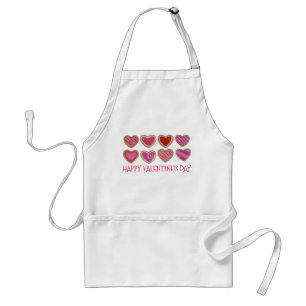 Happy Valentine's Day Pink Red Heart Sugar Cookie Standard Apron