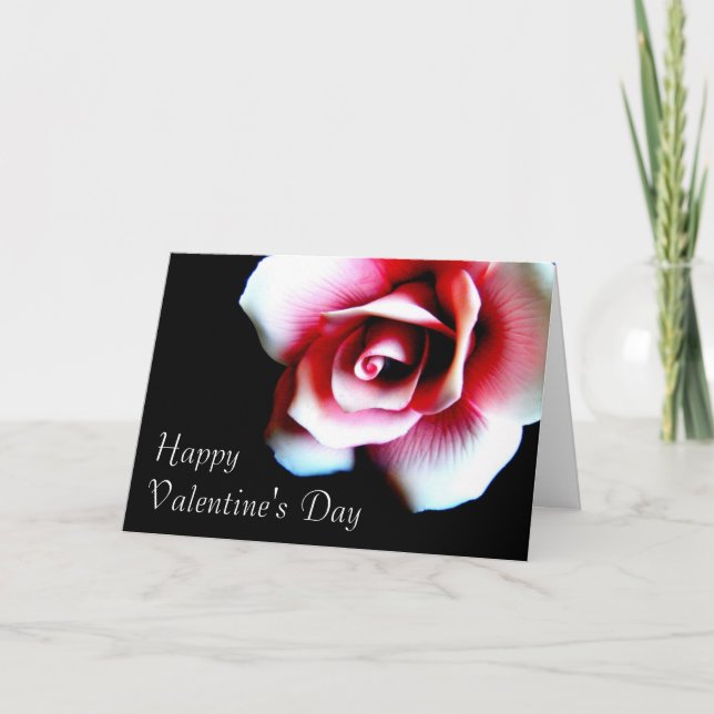 Happy Valentine's Day Pink Rose Greeting Card (Front)