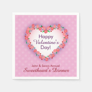 Happy Valentine's Day, Pink Sweethearts Dinner Napkin