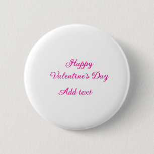 Happy Valentine's day pink text name message 6 Cm Round Badge