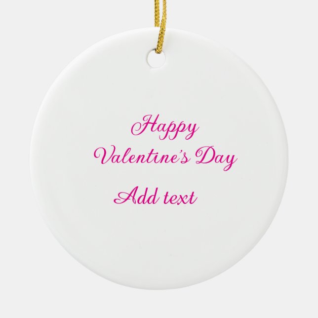 Happy Valentine's day pink text name message Ceramic Tree Decoration (Front)