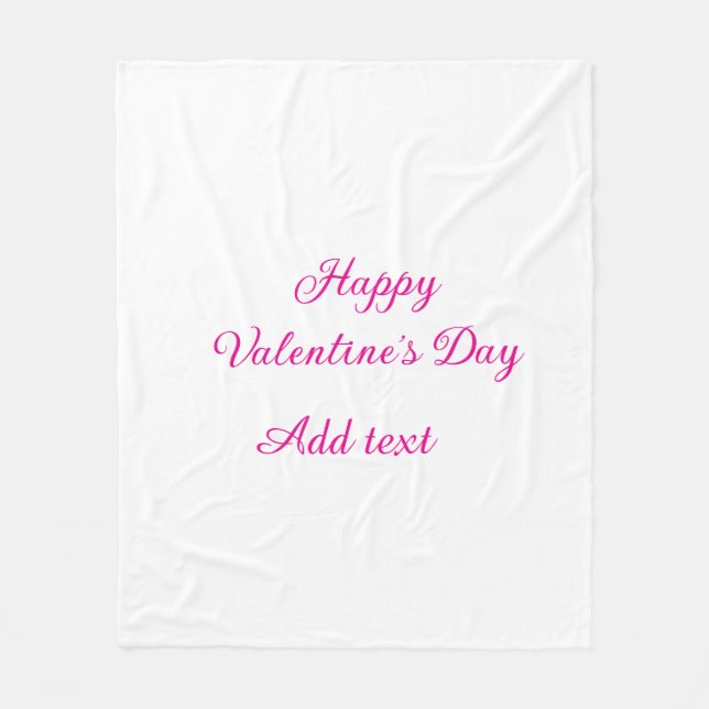 Happy Valentine's day pink text name message Fleece Blanket (Front)