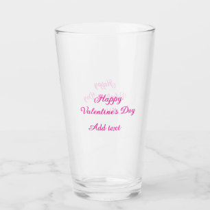 Happy Valentine's day pink text name message Glass
