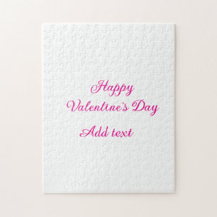Happy Valentine's day pink text name message Jigsaw Puzzle