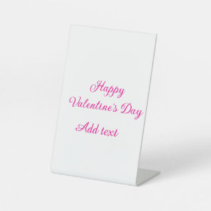 Happy Valentine's day pink text name message Pedestal Sign