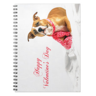 Happy Valentine's Day Pitbull Puppy Spiral Notebook