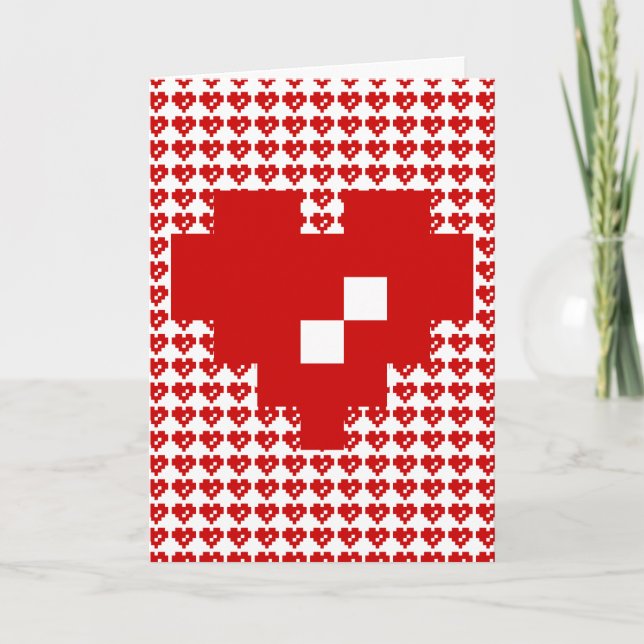 Happy Valentine's Day / Pixel Heart 8 Bit Love Holiday Card (Front)
