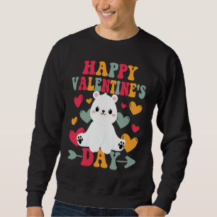 Happy Valentines Day Polar Bear Heart Love Groovy Sweatshirt