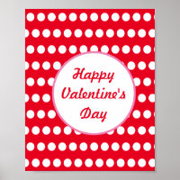 Happy Valentine's Day Polka Dot Wall Poster (Red)