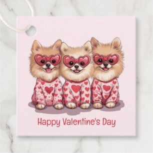 Happy Valentines Day Pomeranian Dogs Favour Tags