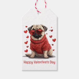 Happy Valentines Day Pug Dog Gift Tags