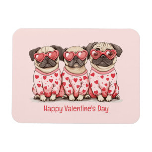 Happy Valentines Day Pug Dogs Magnet