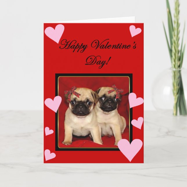 Happy Valentine's day Pugs greeting card (Front)