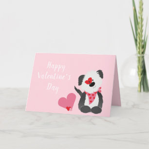 Happy Valentines Day Puppy Hearts Pink Card