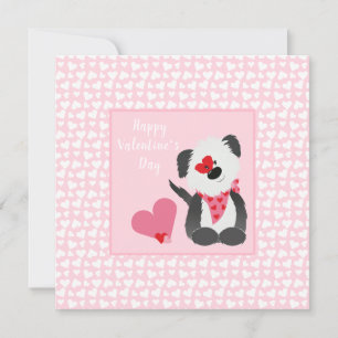 Happy Valentines Day Puppy Hearts Pink Card