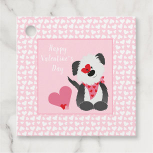 Happy Valentines Day Puppy Hearts Pink Favour Tags