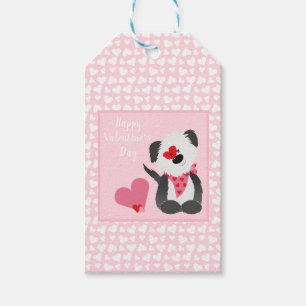 Happy Valentines Day Puppy Hearts Pink Gift Tags