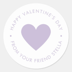 Happy Valentine's Day Purple Heart  Classic Round Sticker