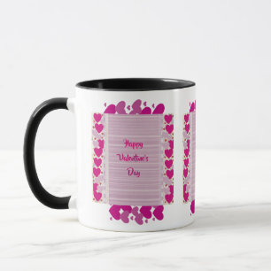 Happy Valentine's Day Purple Hearts 3 Custom Quote Mug