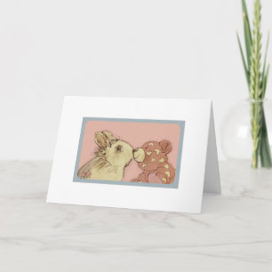 Happy Valentine's Day, Rabbit and Teddy Bear Card