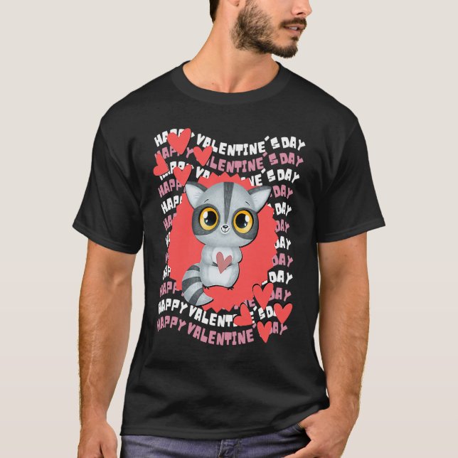 Happy Valentine's Day Raccoon Valentine Teacher Va T-Shirt (Front)