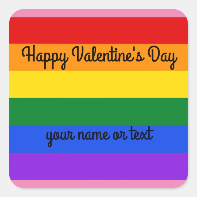 Happy Valentine's Day Rainbow #1 Stickers (Front)