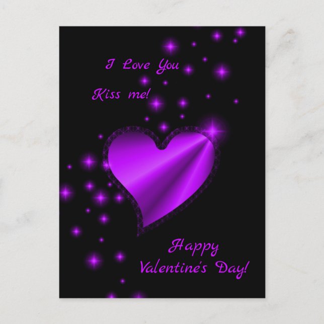Happy Valentine's Day - Rainbow Heart with Stars Holiday Postcard (Front)