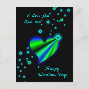 Happy Valentine's Day - Rainbow Heart with Stars Holiday Postcard