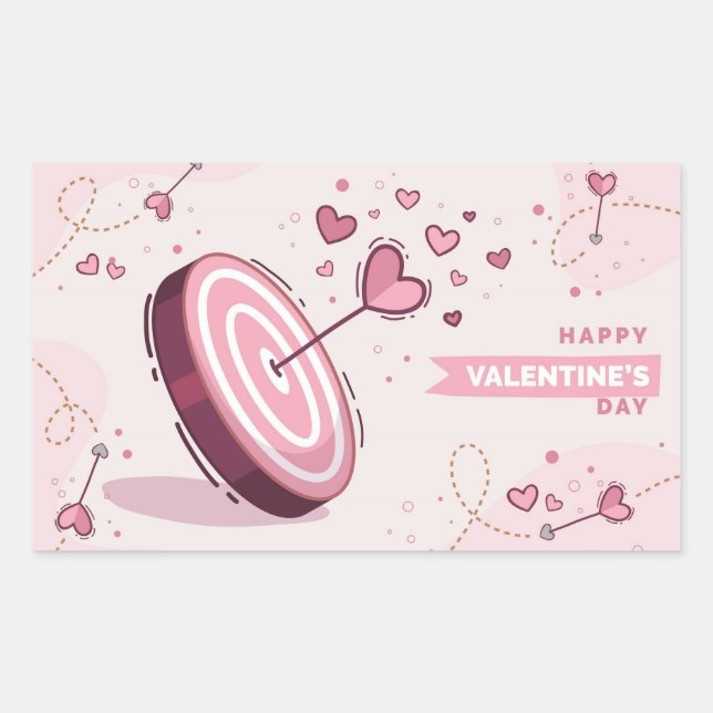 Happy Valentine's Day Rectangular Sticker (Front)