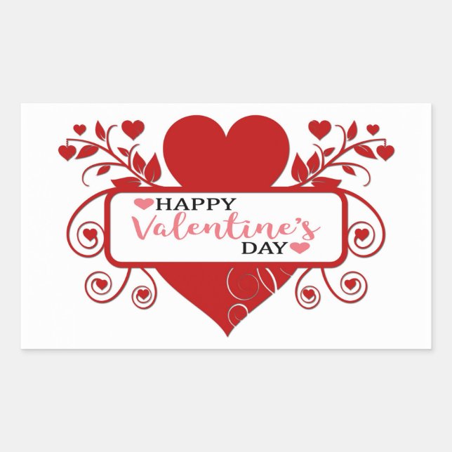 Happy Valentine's Day Rectangular Sticker (Front)