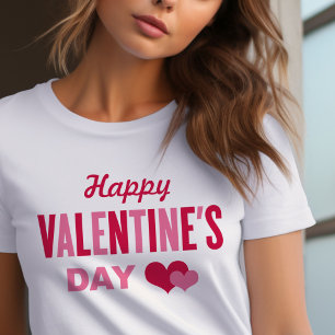 Happy Valentine's Day Red and Pink Hearts Women's T-Shirt