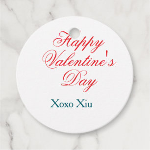 Happy Valentine's day red blue xoxo love name Favour Tags