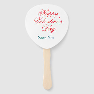 Happy Valentine's day red blue xoxo love name Hand Fan