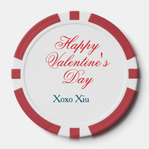 Happy Valentine's day red blue xoxo love name Poker Chips